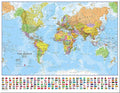 Maps International Small Political World Wall Map with Flags - Pinboard - 18 x 24