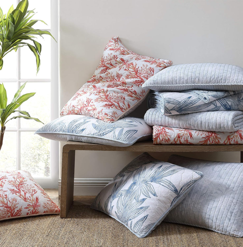 Tommy Bahama - Twin Quilt Set, Reversible Cotton Bedding with Matching Sham, Pre-Washed for Added Softness, Dorm Essentials (Bonny Cove Ivory)