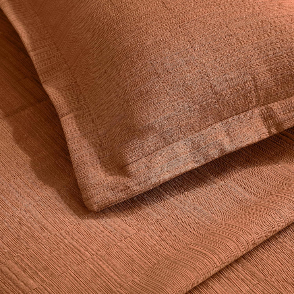 Superior 3 Piece Cotton Bedspread and Sham Set, Home Bed Decor, Decorative Bed Spread, 2 Pillow Shams, Medium Weight, Matelasse Coverlet, Bedding Essentials, Zenith Collection, Queen, Burnt Orange
