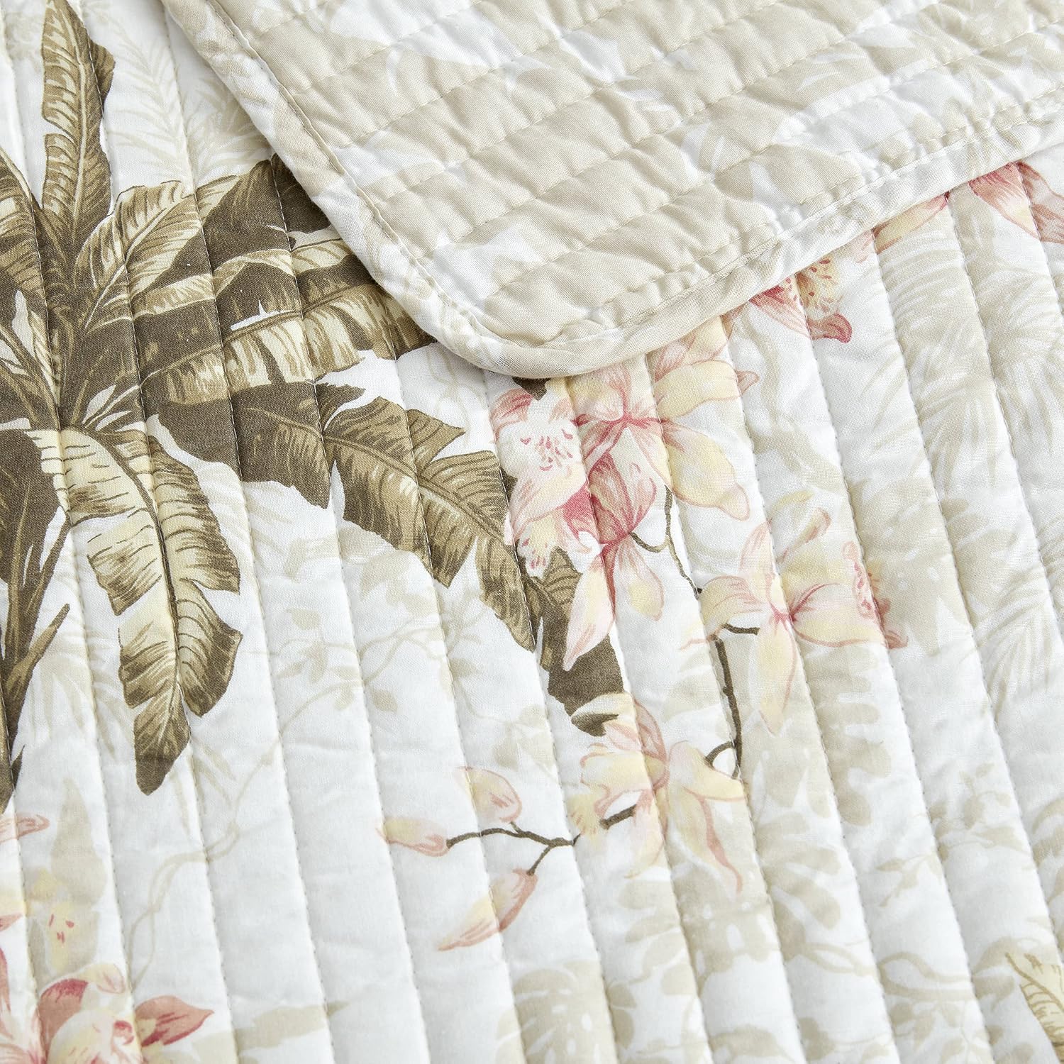 Tommy Bahama - Twin Quilt Set, Reversible Cotton Bedding with Matching Sham, Pre-Washed for Added Softness, Dorm Essentials (Bonny Cove Ivory)